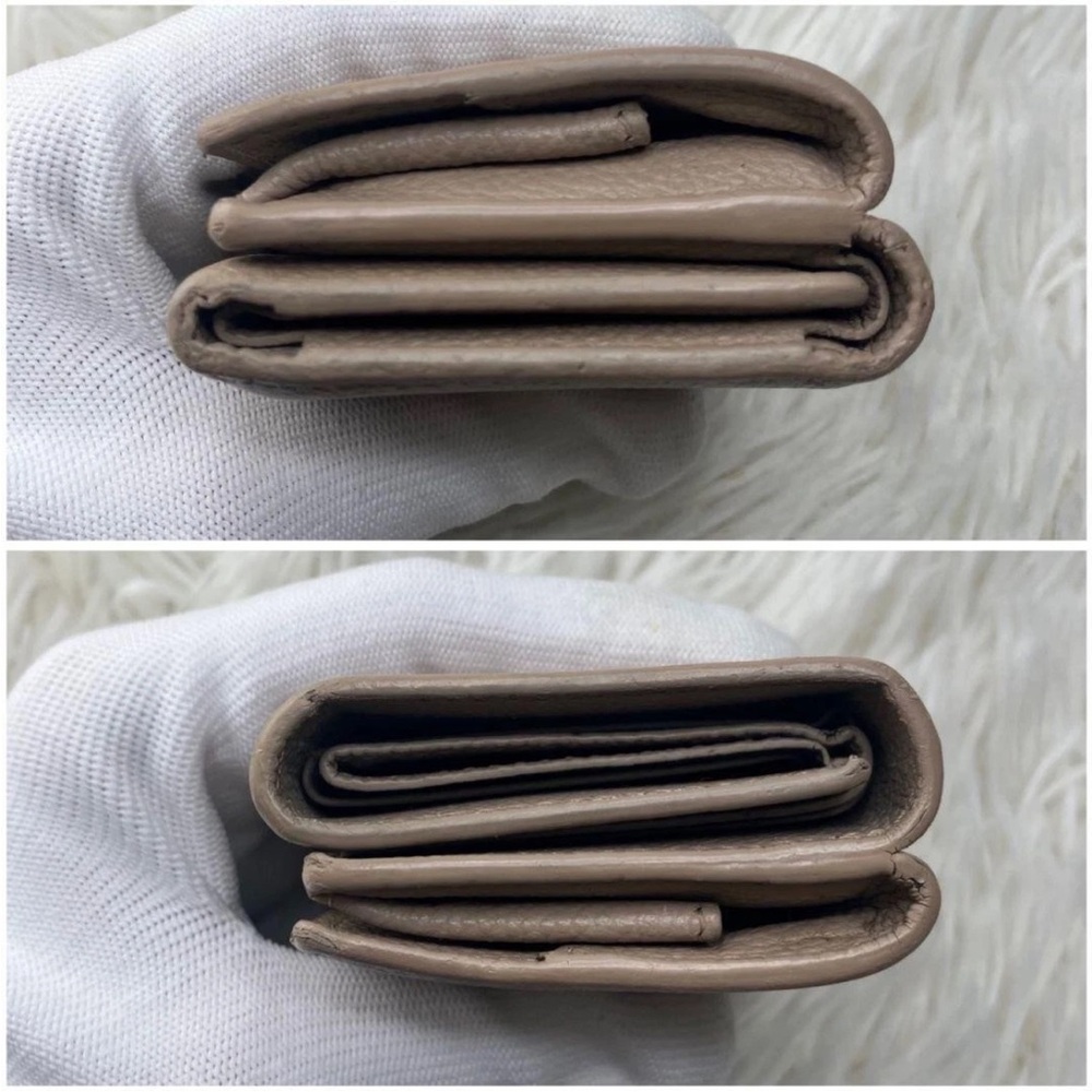Saint Laurent Taupe Leather Wallet with Gold Logo - Picture 3 of 12
